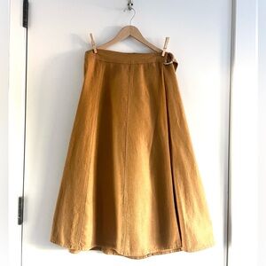 Zara Linen-Blend Belted Wrap Midi Skirt in M/L